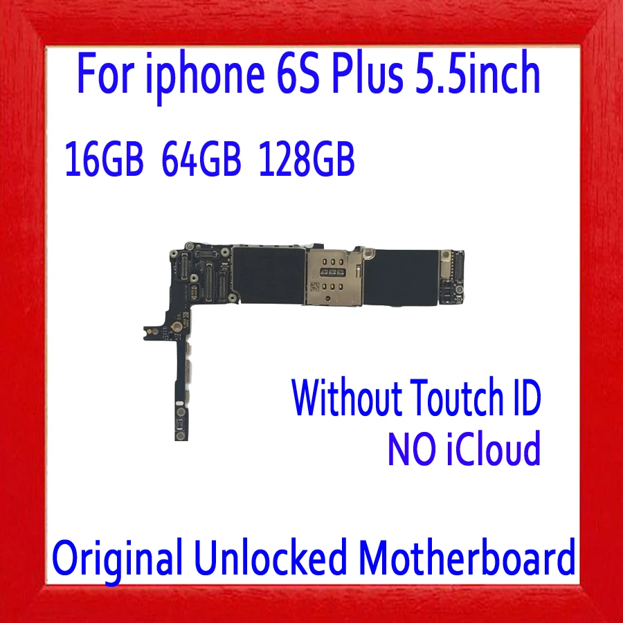 16 ГБ, 64 ГБ, 128 ГБ, оригинальная материнская плата для iPhone 6S Plus, разблокированная материнская плата без iCloud, логическая плата IOS с/без Touch ID