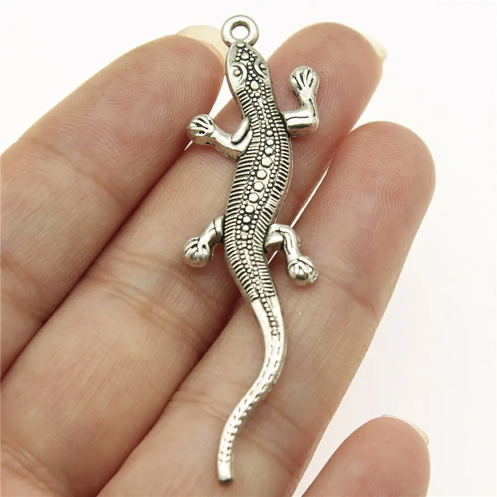 10 шт./лот Gecko Подвески для изготовления ювелирных изделий 2 2x0 6 дюймов (56x15 мм)