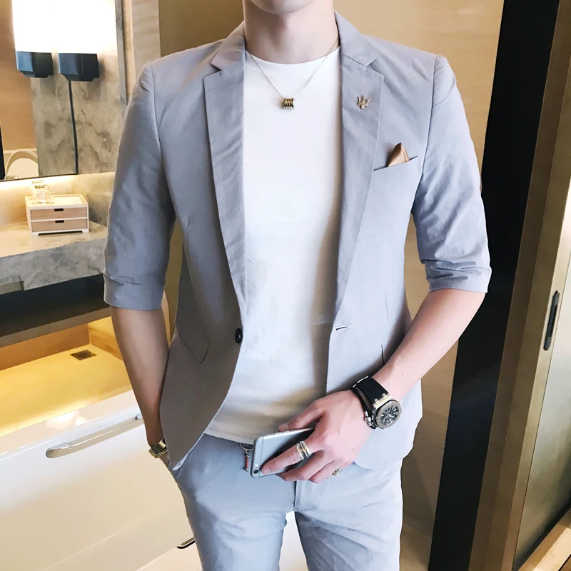Новинка весна-лето 2019 тонкий маленький блейзер с короткими рукавами в Корейском
