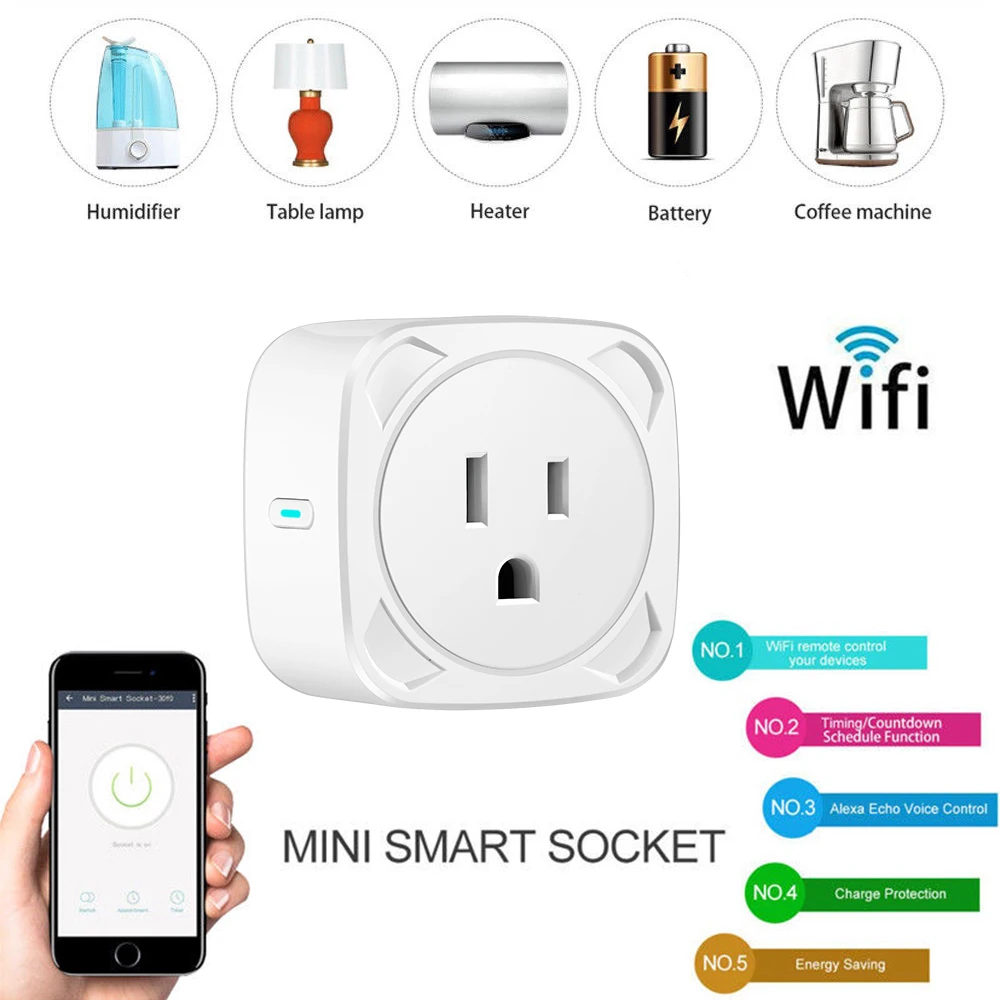 US Plug BSD13 Умная розетка Wifi, умная розетка, монитор питания, ЕС, голосовой пульт дистанционного управления, Домашняя автоматизация, розетка, работает с Google Home Alexa IFTTT - Цвет: US Plug BSD13