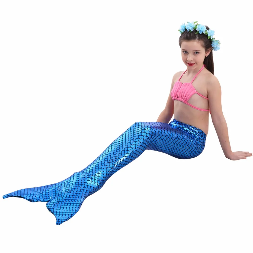 Детский хвост русалки для девочек с черным моноластом плавания костюм принцессы