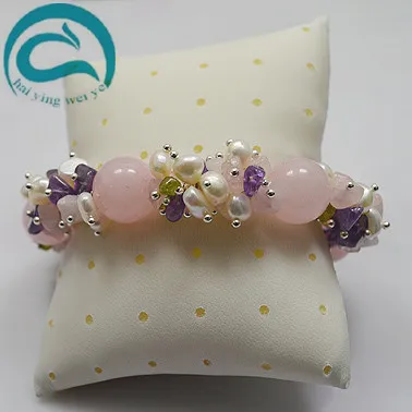 Великолепные украшения из жемчуга. Натуральный цвет белый жемчуг розовый кварц