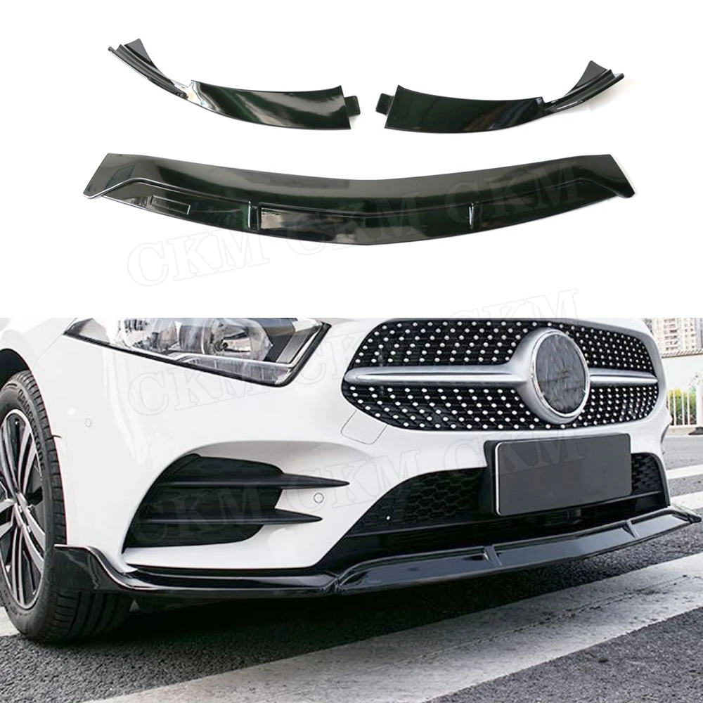 Черный Передний спойлер для W176 ABS Mercedes Benz A Class A200 Sport 2019 3 шт./компл. защита