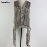 winter women real rabbit fur shawl jacket with raccoon fur coat tassel elegant lady fashion casual fur poncho outerwear