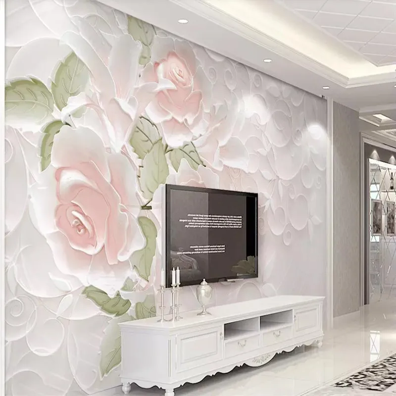 

Custom Mural Wallpaper 3d Rose Flower Tv Background Wall