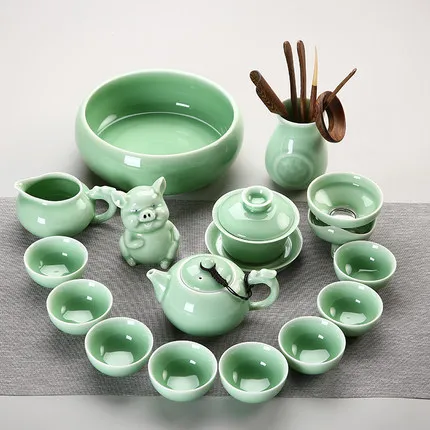 Longquan Celadon чайный набор кунг-фу домашний японский стиль простой пуэр чайный набор Современный чайник чайная чашка с крышкой чаша аксессуары для чая - Цвет: 04 Teaware Sets