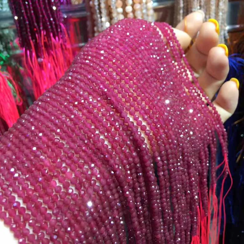 Ruby Маленькие бусины из натурального камня, бусины из натурального граната, апатит 2 мм, разделенные бусины для изготовления ювелирных изделий, ожерелье, браслет своими руками - Цвет: Ruby