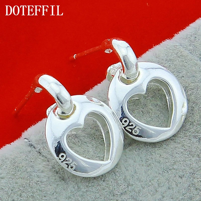 Женские серьги гвоздики из серебра 925 пробы с круглым сердцем|heart stud earrings|stud