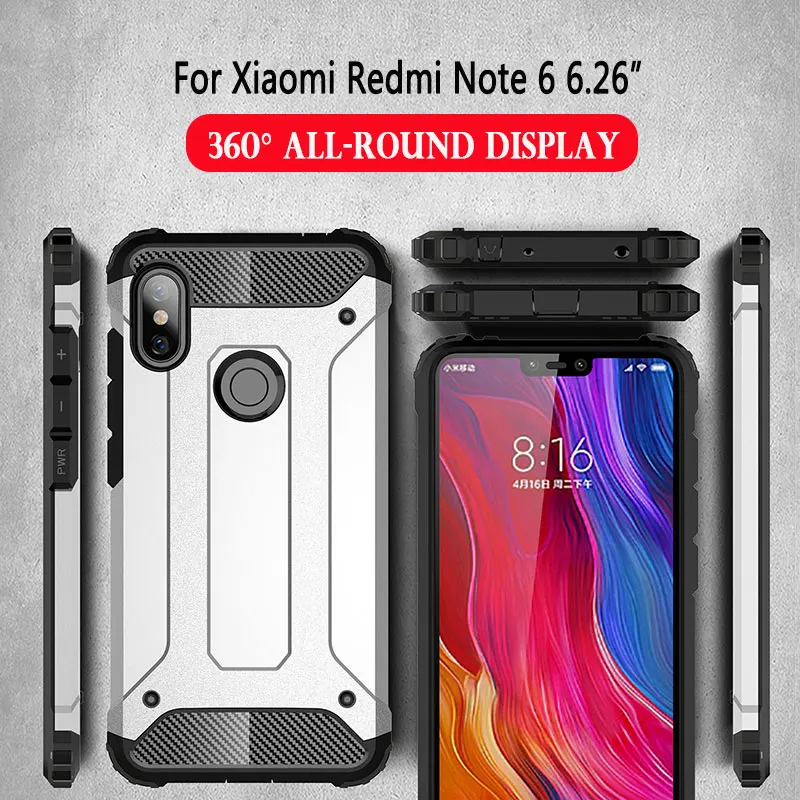 Чехол Red mi Armor для Xiao mi 9 mi 9 8 SE 9T Lite Red mi Note 8 7 6 5 Pro 7S 7A 6A 5A 4x4 Plus GO S2 Hybrid чехол из ПК и силикона - Цвет: Redmi Note 6 Pro