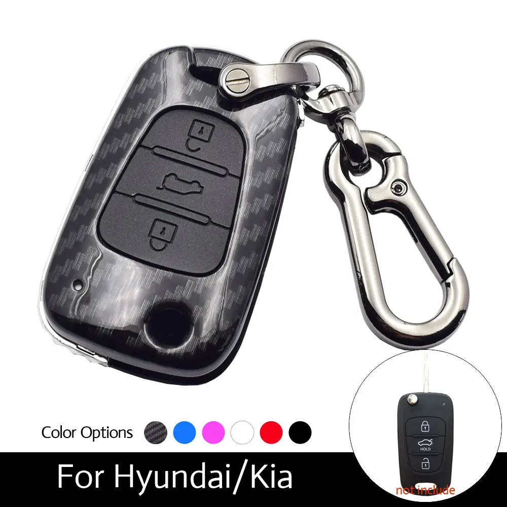 Карбоновый чехол для ключа автомобиля для KIA Sportage Optima Rio Soul K5 K2 hyundai i20 i30 ix35 3 кнопки складной чехол дистанционного брелока защитная сумка