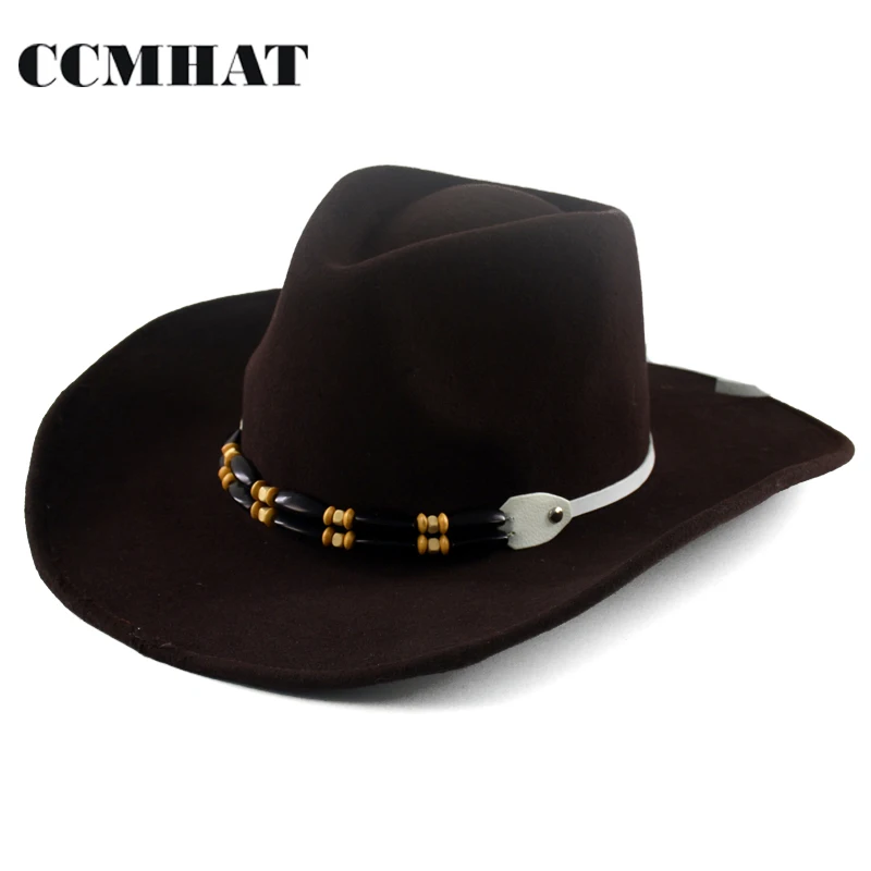 CCMHAT Black Cowboy Hats For Men Winter 100% Wool Casual Western Adults Cowboyhoed Solid Cowboys | Аксессуары для одежды