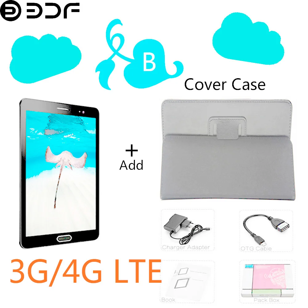 Case and TF Card Новинка, 8 дюймов, Android 6,0, планшетный ПК, 3G/4G, LTE, sim-карта, телефонный звонок, 1920*1200, ips, 2.5D экран, планшеты, 4 ГБ/32 ГБ, фаблет - Комплект: Case and TF Card