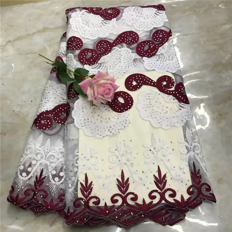 Beautiful Milk silk Latest African Cotton white wine stones Lace Fabric High Quality Swiss Voile In Switzerland | Дом и сад