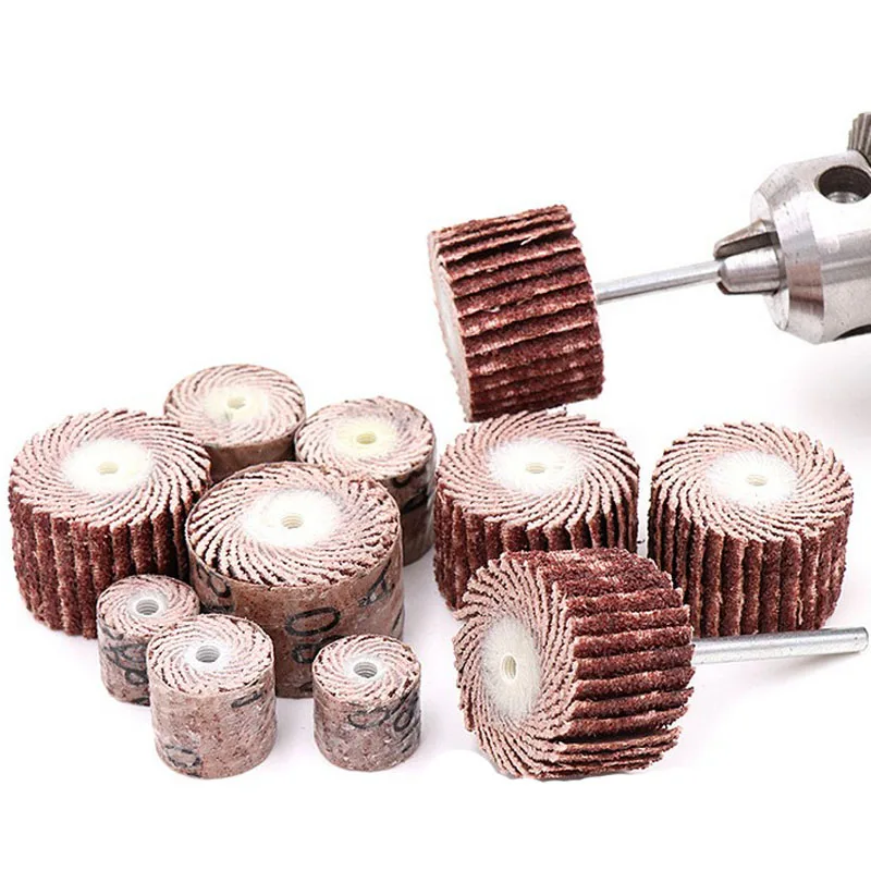 URANN 10Pcs Dremel 80-600 Grit Flap Wheels Sanding Brush Grinding Rotary Tool 10/12/15/20mm | Инструменты