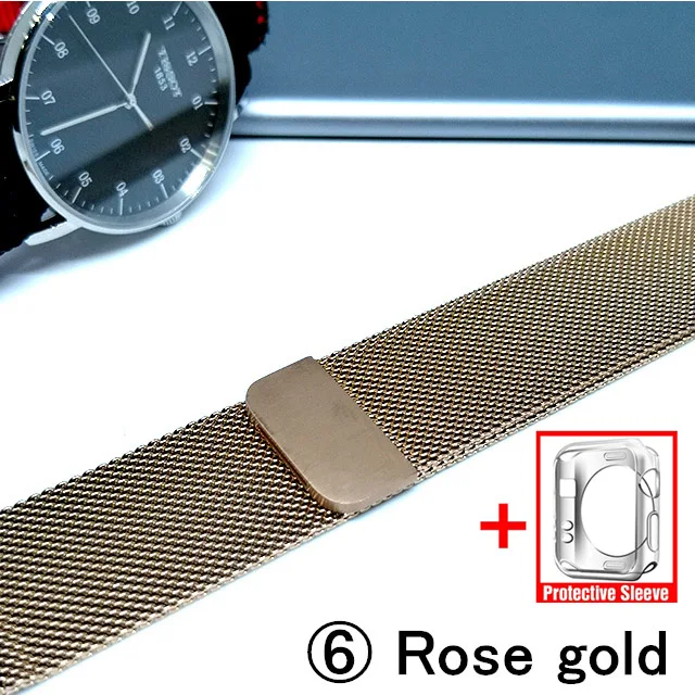 6-Rose gold Миланская петля для Apple Watch 5/4 40 мм 44 мм браслет из нержавеющей стали ремешок для наручных часов для iwatch серии 4/3 38 мм 42 мм - Цвет ремешка: 6-Rose gold