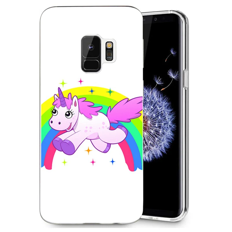 Для samsung Galaxy S3 S9 S9Plus S8 плюс S7 edge Note 8 Единорог чехол с крышкой и узором прозрачный