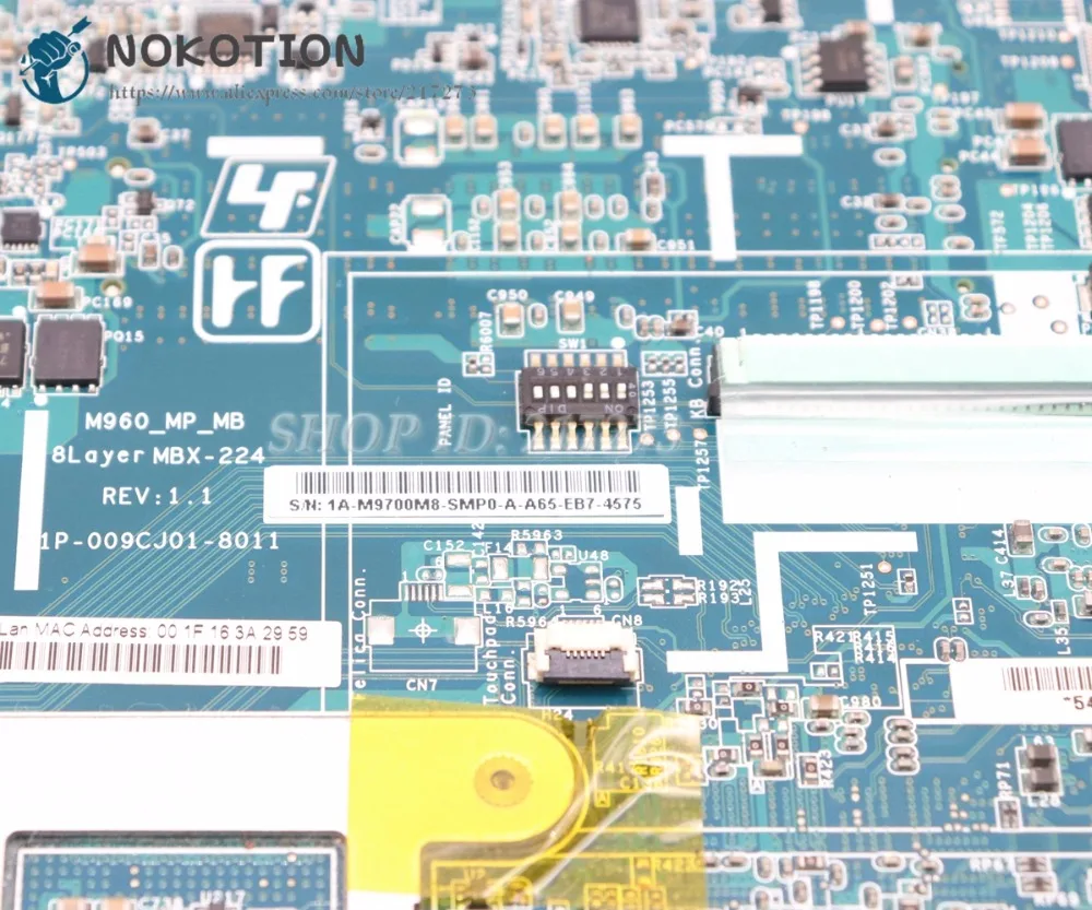 NOKOTION для sony Vaio VPCEB VPC-EB материнская плата для ноутбука A1771577A HM55 DDR3 HD4500 MBX-224 M960 1P-009CJ01-8011 основная плата