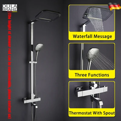 D109-Thermostatic Смеситель для ванной комнаты, смеситель для ванны, водопад, дождевая насадка для душа, термостатический смеситель, цифровая душевая панель, Душевая система - Цвет: D109-Thermostatic