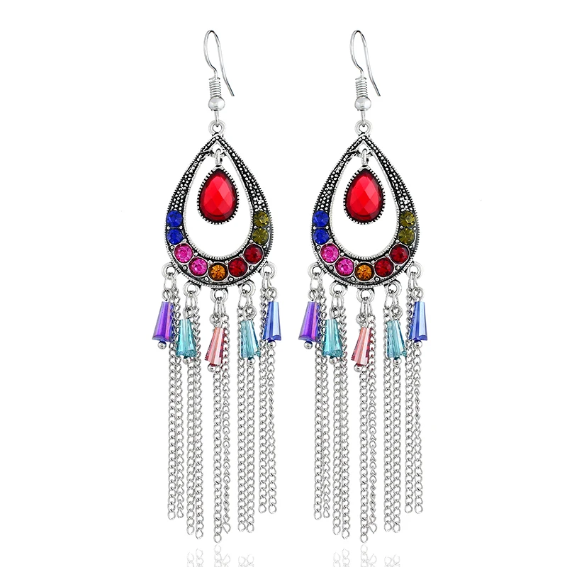 Модные Ретро серьги в форме капли полые инкрустационные ювелирные изделия из