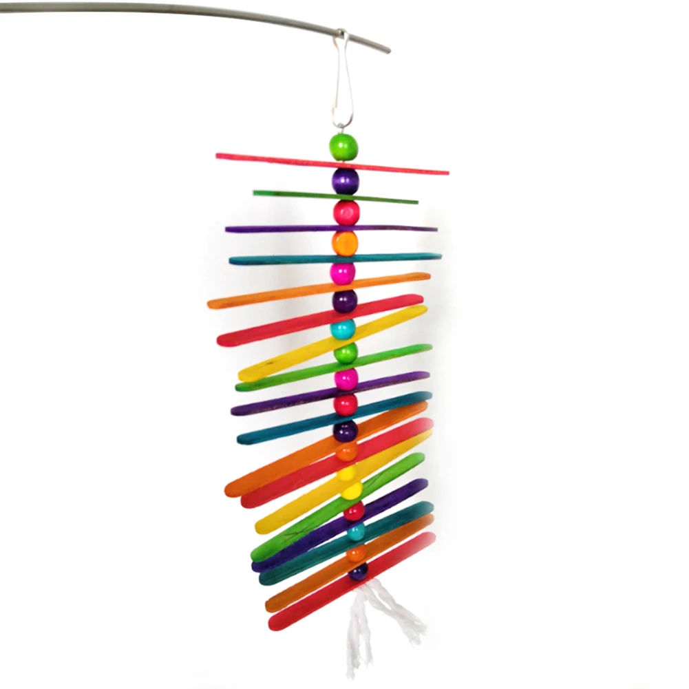 Животные птицы Попугай деревянная палка бусины качели висит жевательная игрушка