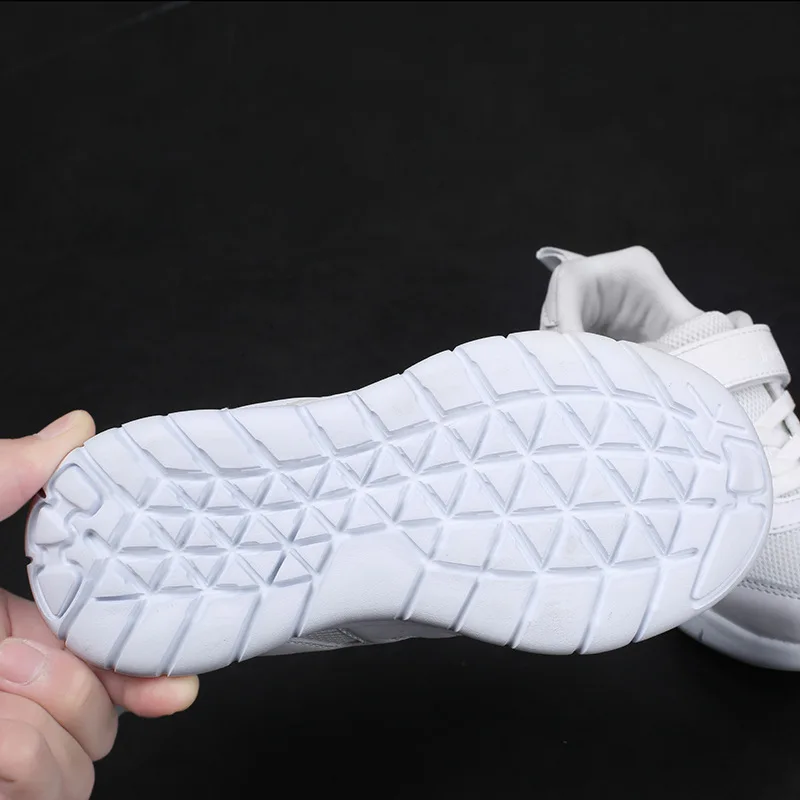 Кроссовки детские из ПУ кожи без шнуровки Спортивная дышащая повседневная обувь