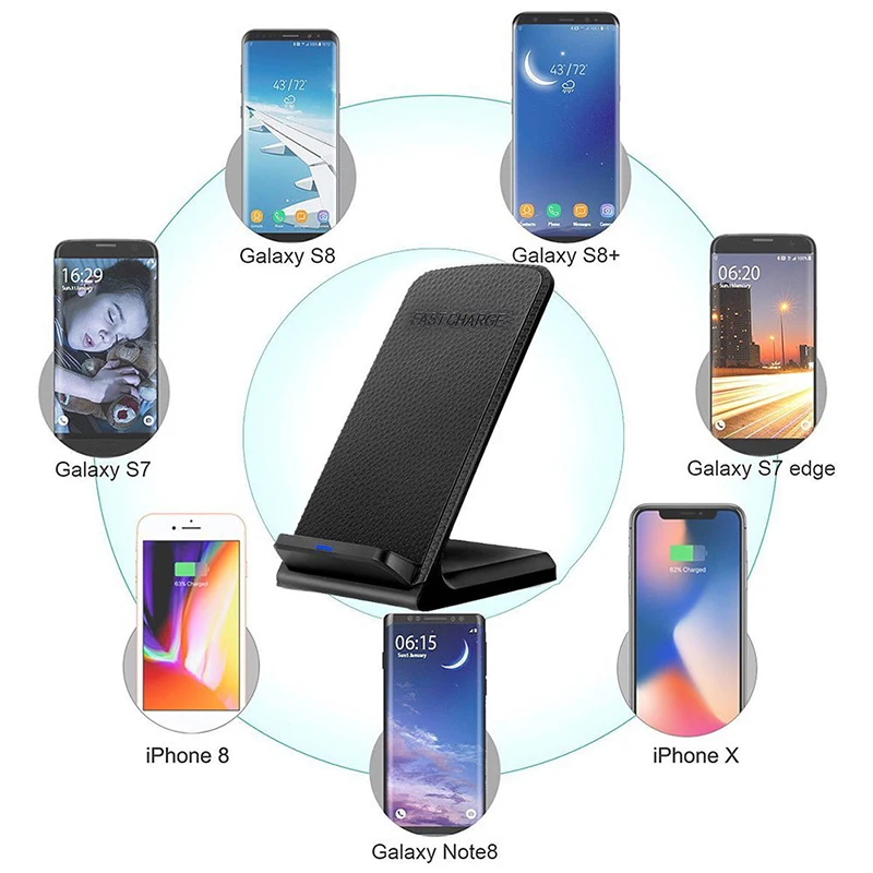 Qi Быстрое беспроводное зарядное устройство для iPhone 8 + Samsung Galaxy S8 Plus S7 S6 Note быстрая