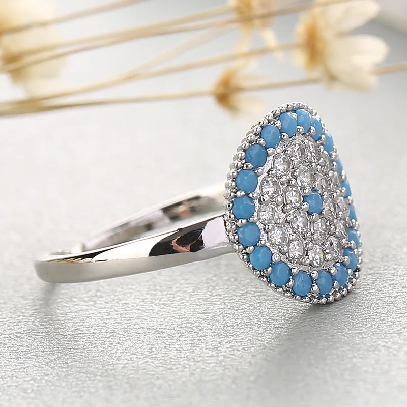 

High Quality Fashion Classic Silver Evil Eye Ring For Women Small CZ Blue Crystal Bridal Engagement Ring anillos de compromiso