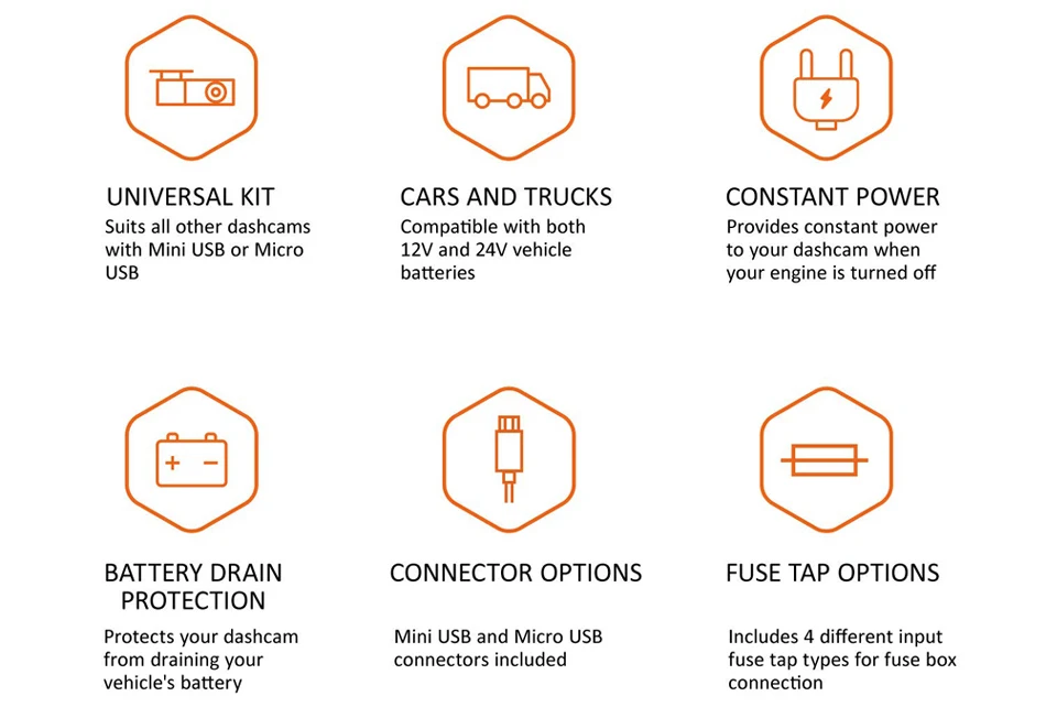 Ruccess Hardwire Комплект Мини Micro USB DVR адаптер питания DC 12 В 24 В до 5 В 2A жесткий провод комплект для видеорегистратора/Автомобильный видеорегистратор/24 H парковка
