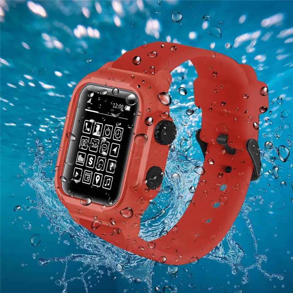 Водонепроницаемый ударопрочный чехол для Apple Watch Series 5 4 3 2 Мягкая силиконовая лента для iWatch Band 42 мм 44 мм ремешок