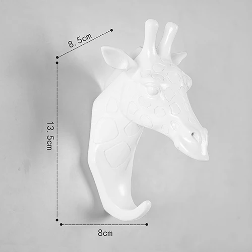 Giraffe White Аксессуары для домашнего декора из смолы, статуэтка в виде головы животного, настенные художественные Крючки для подвешивания, декоративный держатель для ключей, вешалка для одежды - Цвет: Giraffe White