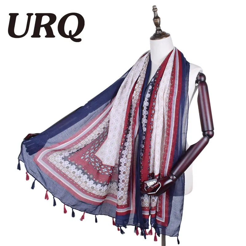 Весенние женские шарфы с кисточками Модный женский длинный мягкий хлопковый