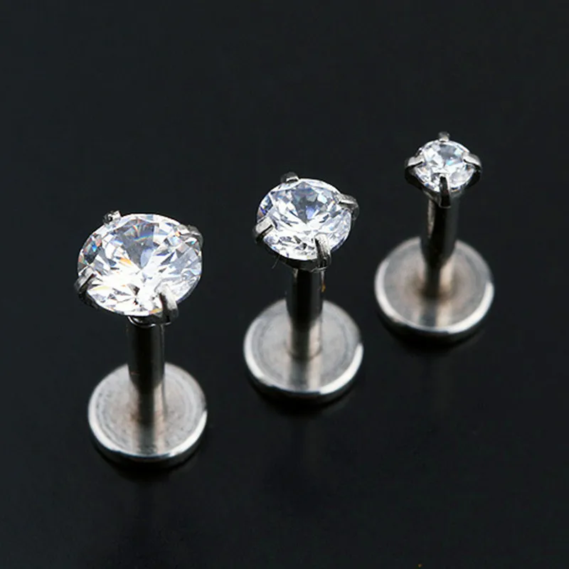 Европейской и американской моды titanium стали пирсинг для языка украшения для пирсинга с цирконом кольцо для губ длинные серьги-гвоздики