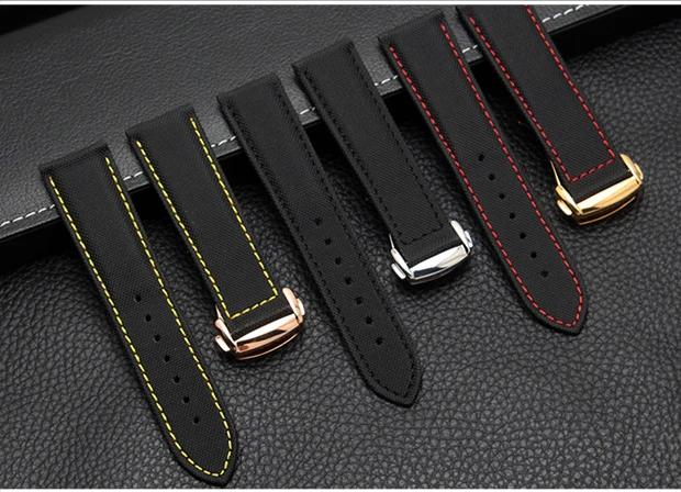 

EACHE Nylon & Leather Watchband Special design Brand Leather Watchband ,Canvas leather watch Straps 20mm 22mm
