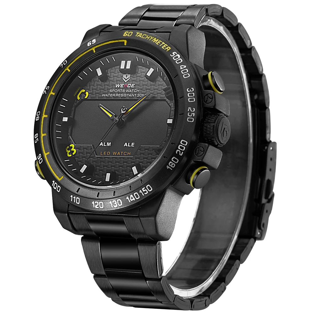 WEIDE Военные Часы Спорт Многофункциональный Кварц ЖК Цифровой кожа Движение Воды