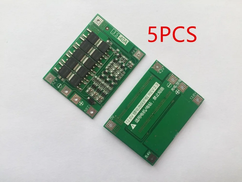 5 шт. 3S 40A литий ионный аккумулятор зарядное устройство Защитная плата PCB BMS с