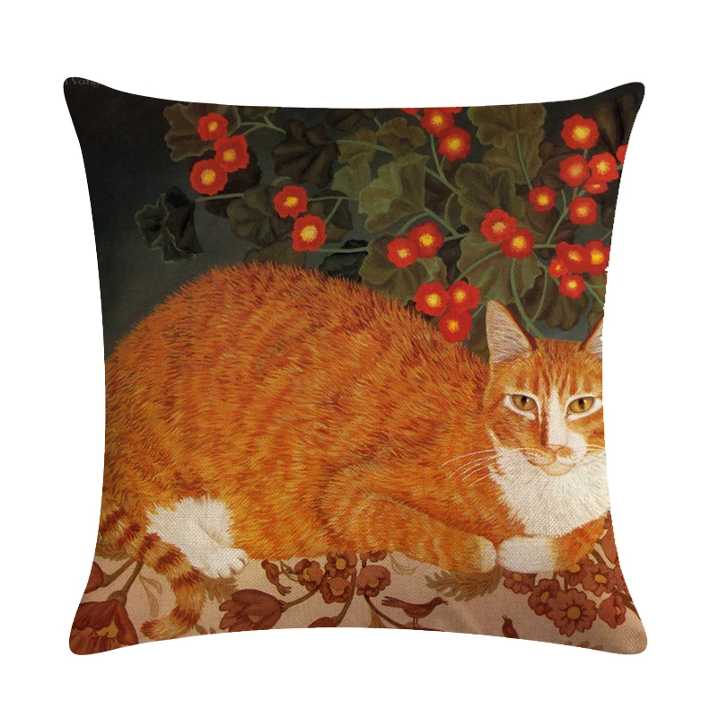 Наволочка с рисунком кошки декоративная наволочка чехол для дивана 45*45 см