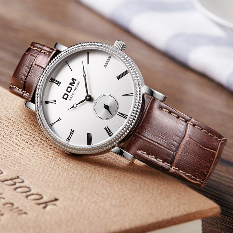 Часы DOM классические мужские наручные брендовые Роскошные деловые