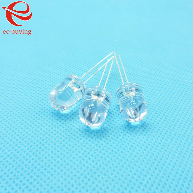 Синий светодиод 10 мм Круглый светоизлучающий диод прозрачная ультра яркая лампа