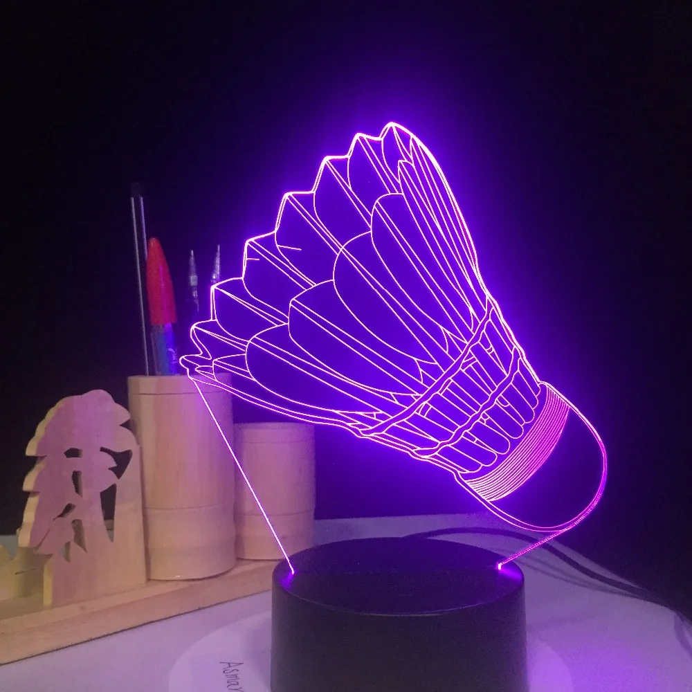 3D Лавовая Лампа для бадминтона Креативный светодиодный ночсветильник с
