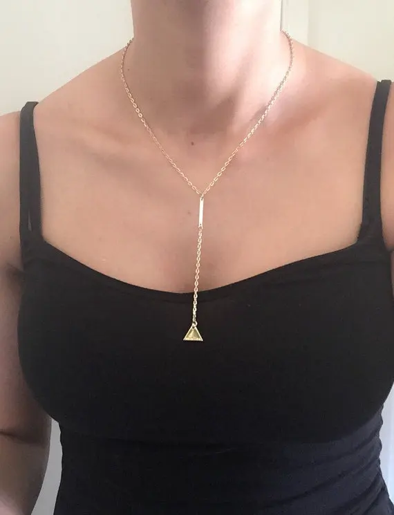 Charming simple fashion Y shape long tassel bar triangle necklace for women choker necklaces jewelry | Украшения и аксессуары