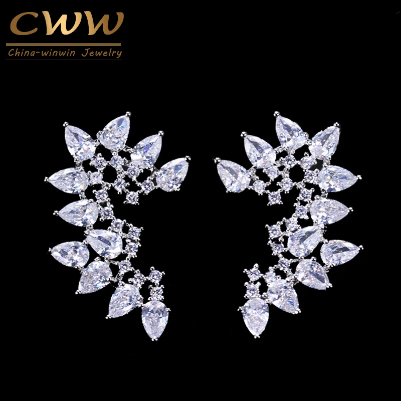 Женские серьги-гвоздики с фианитом серебряное покрытие | Украшения и аксессуары