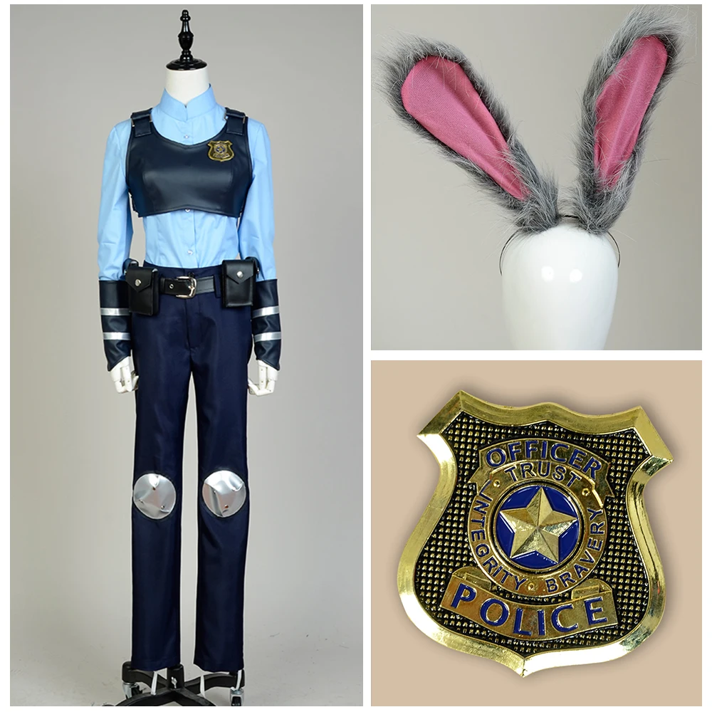 Костюм для косплея Джуди Хоппс из фильма кролик полицейский комплект униформы