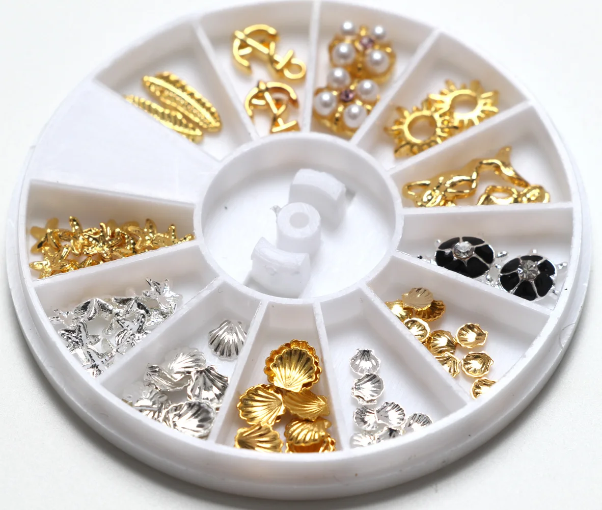 6cm drilling Manicure alloy jewelry box turtle shell starfish Mermaid drill 12 Mixed 72 | Красота и здоровье