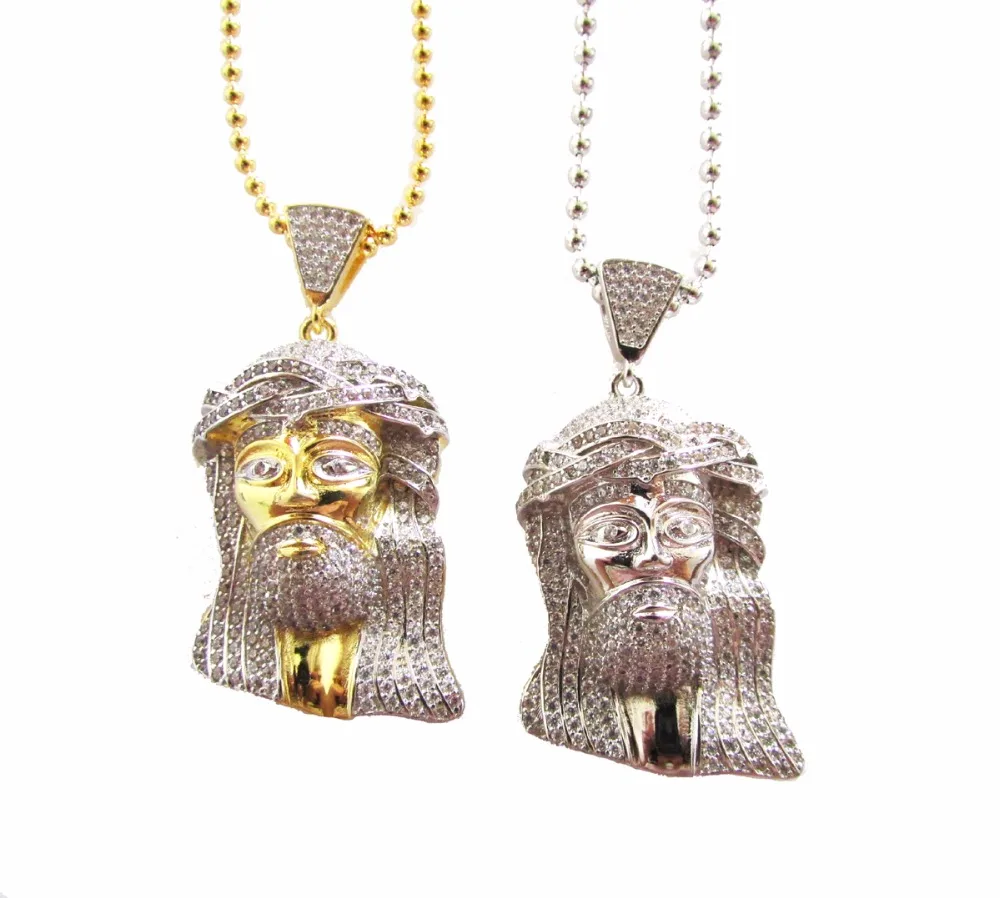 Iced Out хип-хоп крутое популярное Брендовое желтое золото цвета cz Guy кулон длинное ожерелье цепь Иисус bling микро проложить ожерелье