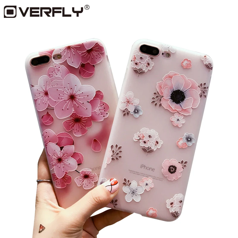 Мягкий чехол для телефона из ТПУ iPhone 6/6s 7/8 Plus красивый защитный с цветочным узором