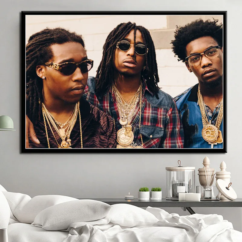 P623 Migos Trap Rap Music Star Hip Hop Rapper Art Painting Silk Canvas Poster Wall Home Decor | Дом и сад