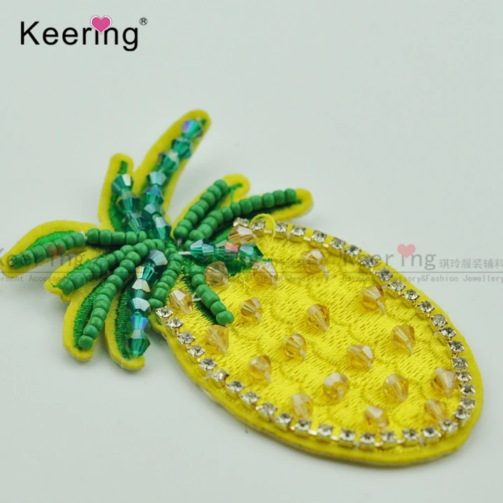 Изящный желтый цвет ананас фотография одежды|beaded applique|appliques for clothesrhinestone beaded appliques