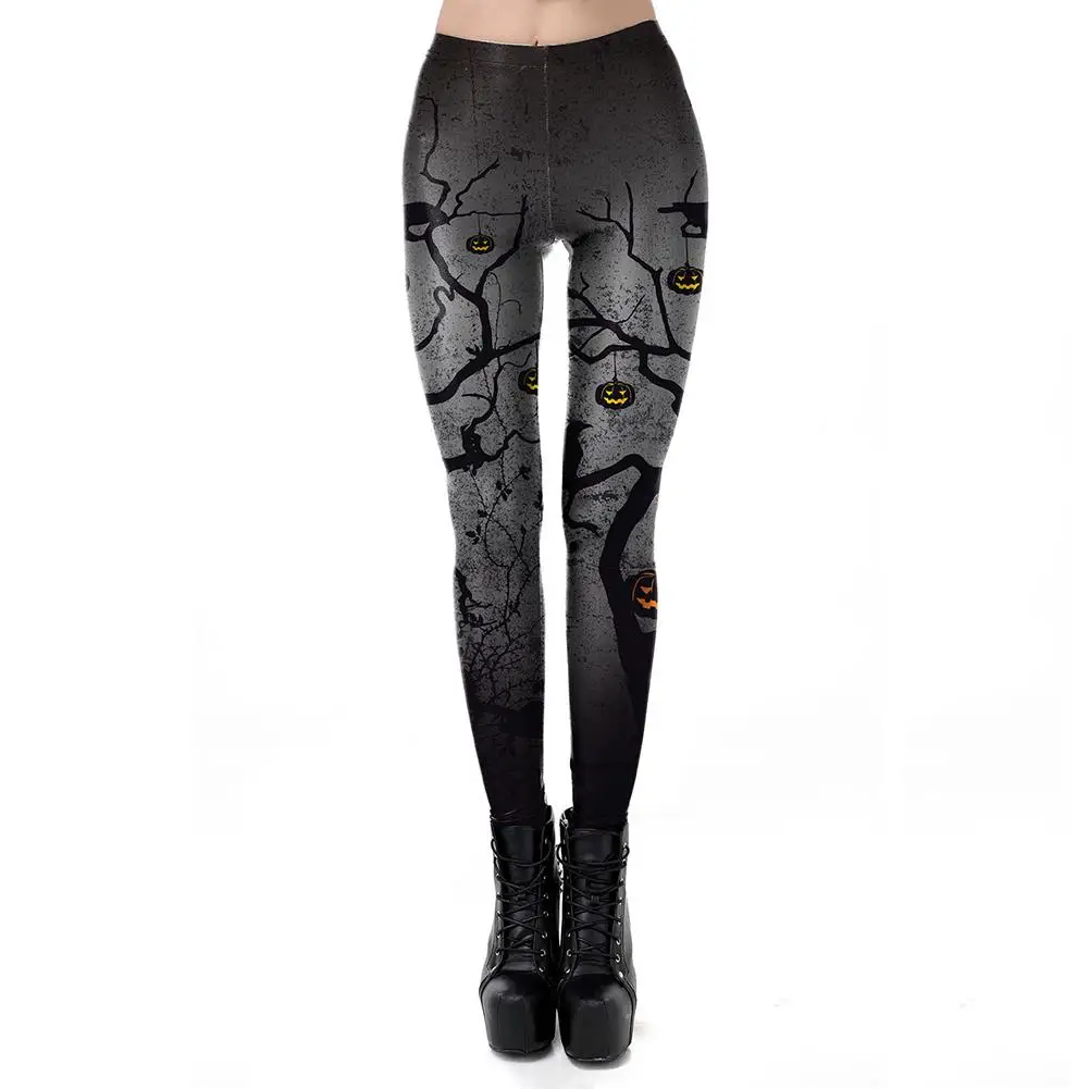 2018 Модные узкие леггинсы с принтом тыквы и высокой талией костюм на Хэллоуин