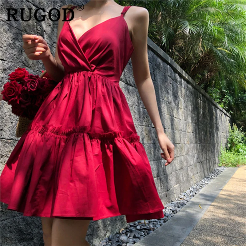 Женское платье на бретельках RUGOD элегантное пляжное без рукавов с большим бантом