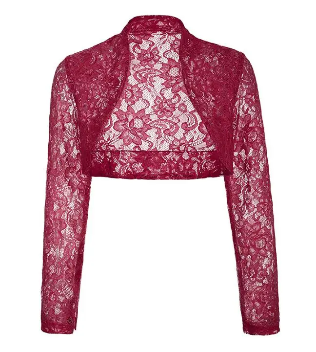 lace coat Осенне-весенняя женская куртка, женская укороченная болеро с длинным рукавом, черное пальто, модное кружевное болеро размера плюс, женские куртки и пальто - Цвет: lace coat